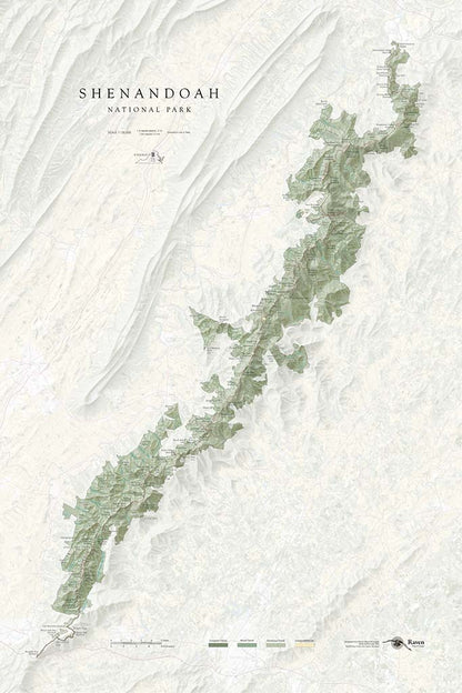 Shenandoah National Park Landscape Fine Art Print Map