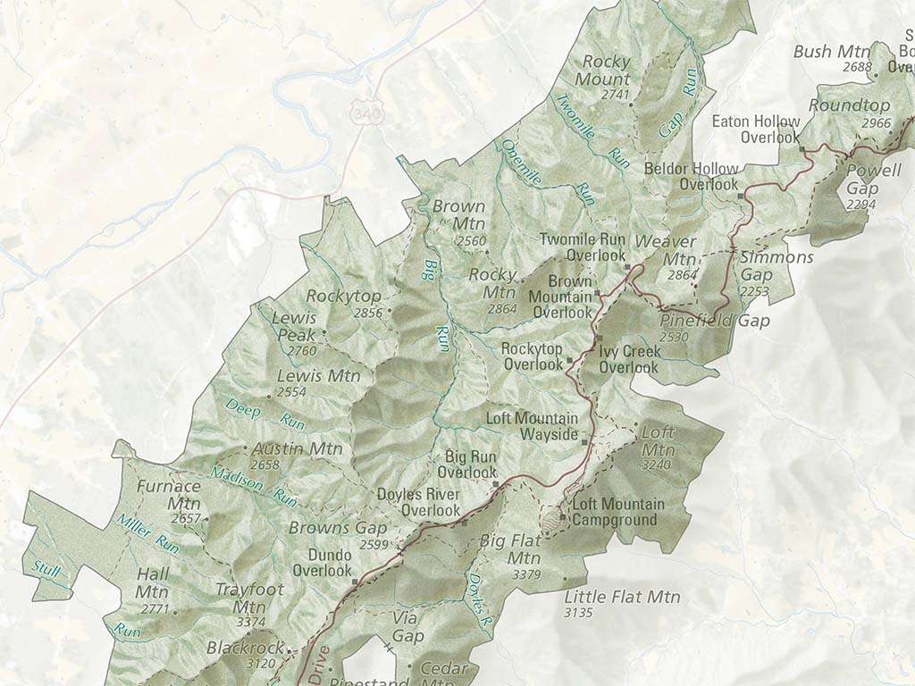 Shenandoah National Park Landscape Fine Art Print Map