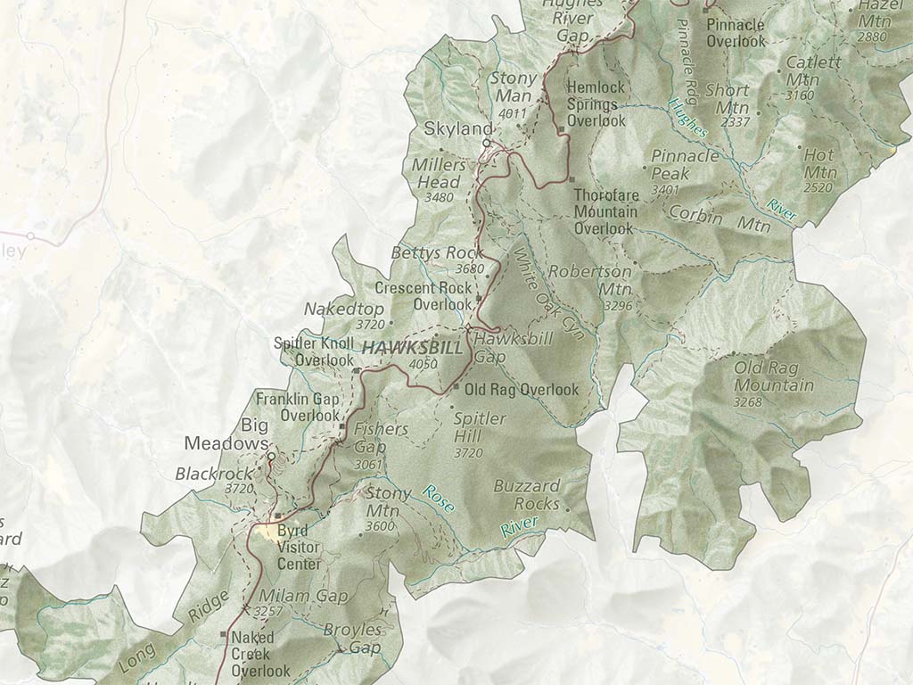 Shenandoah National Park Landscape Fine Art Print Map