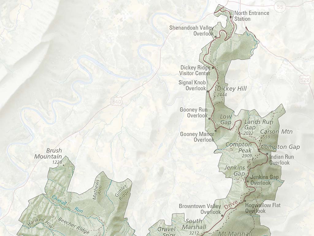 Shenandoah National Park Landscape Fine Art Print Map