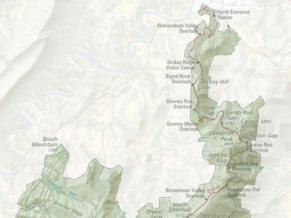 Shenandoah National Park Landscape Fine Art Print Map