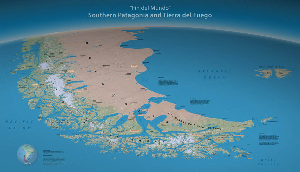 Southern Patagonia and Tierra del Fuego - Laminated