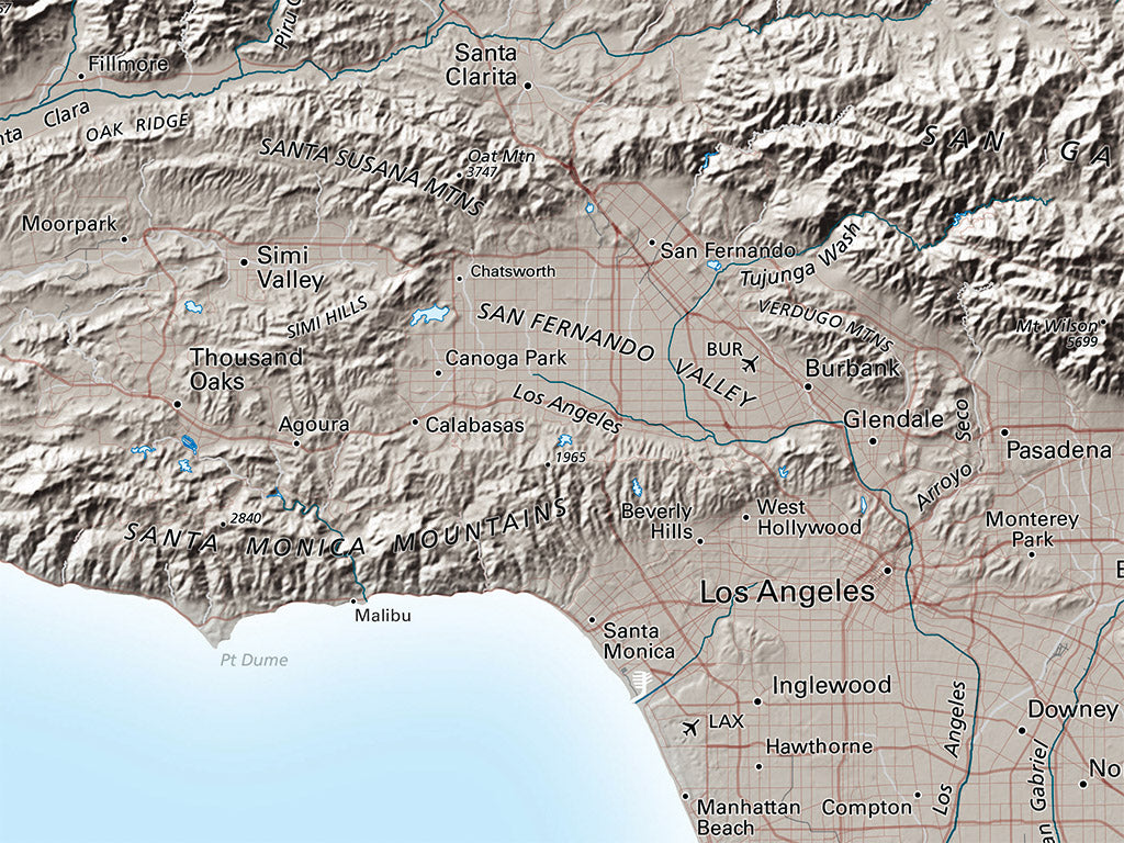 Southern California Landforms Fine Art Print Map