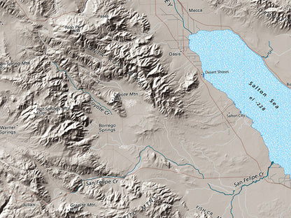 Southern California Landforms Fine Art Print Map