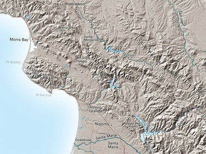 Southern California Landforms Fine Art Print Map