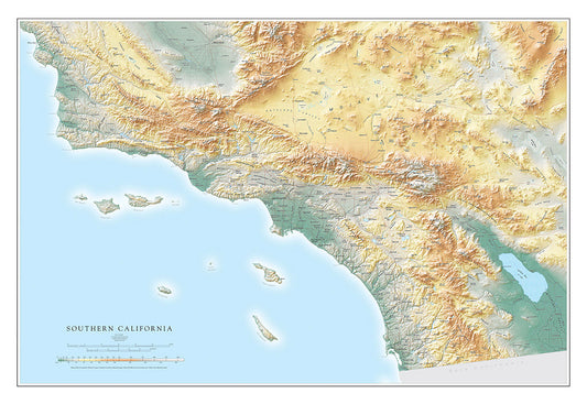 Southern California Regional Elevation Tints Fine Art Print Map