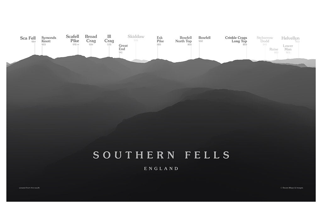 Southern Fells Peakscapes Elevation Panorama