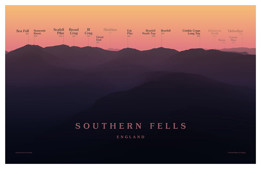 Southern Fells Peakscapes Elevation Panorama
