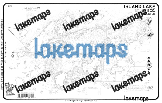 St. Louis County, MN - ISLAND LAKE RESERVOIR - Lakemap - 13821