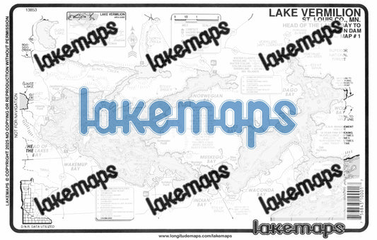 St. Louis County, MN - Lake Vermillion - Map 1 Head of Lakes to Dam - Lakemap - 13853
