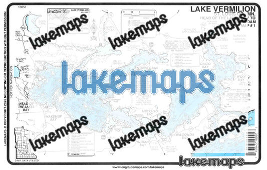 St. Louis County, MN - Lake Vermilion - Map 1 Head of Lakes to Dam - Lakemap - 13853