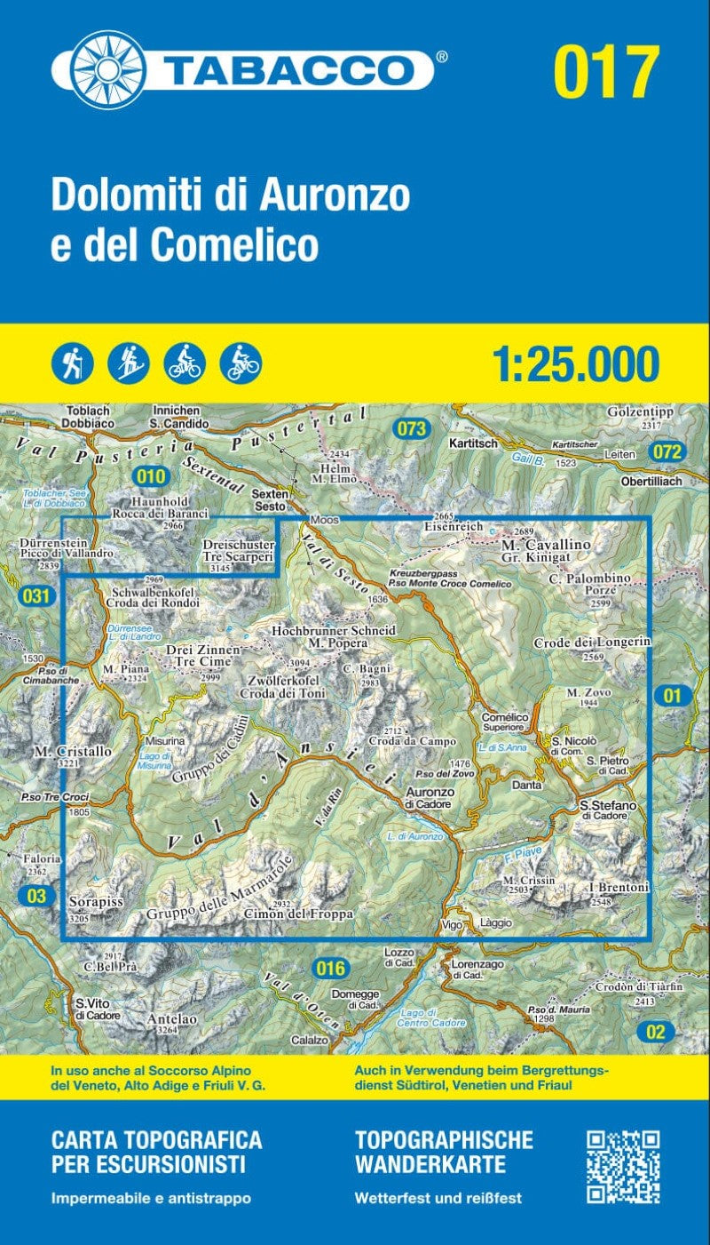 Dolomiti di Auronzo e del Comelico Topographic Hiking Map