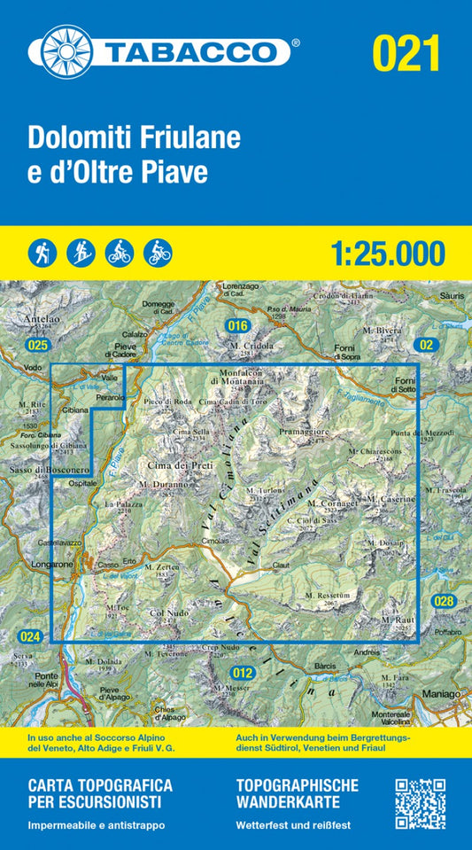 Dolomiti di Sinistra Piave 1:25,000 Hiking Map