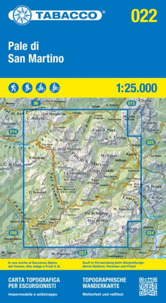 Pale di San Martino Topographic Hiking Map #22