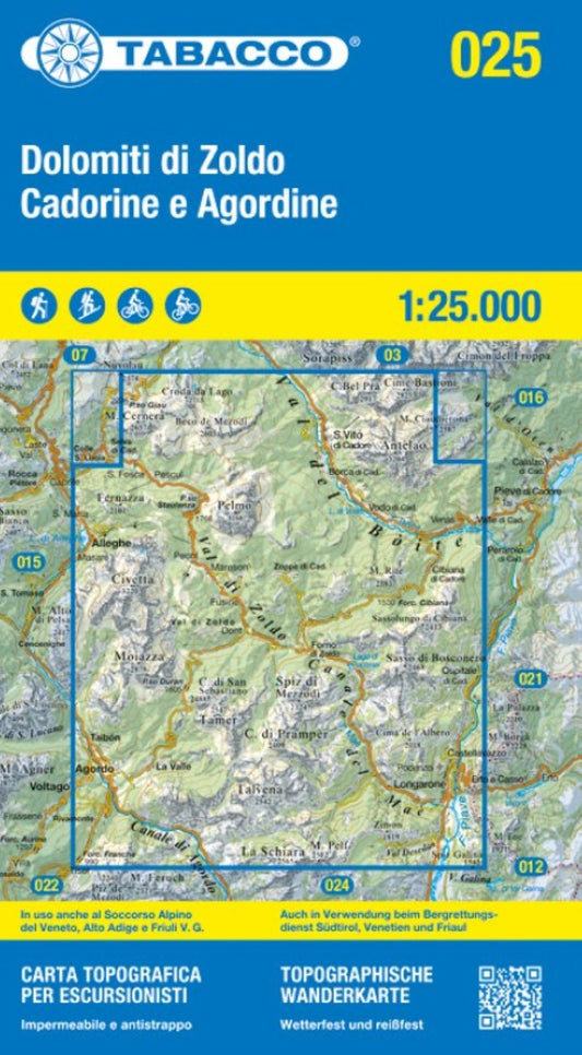 Dolomiti di Zoldo Cadorine e Agordine - S. Vito di Cad Topographic Hiking Map #25