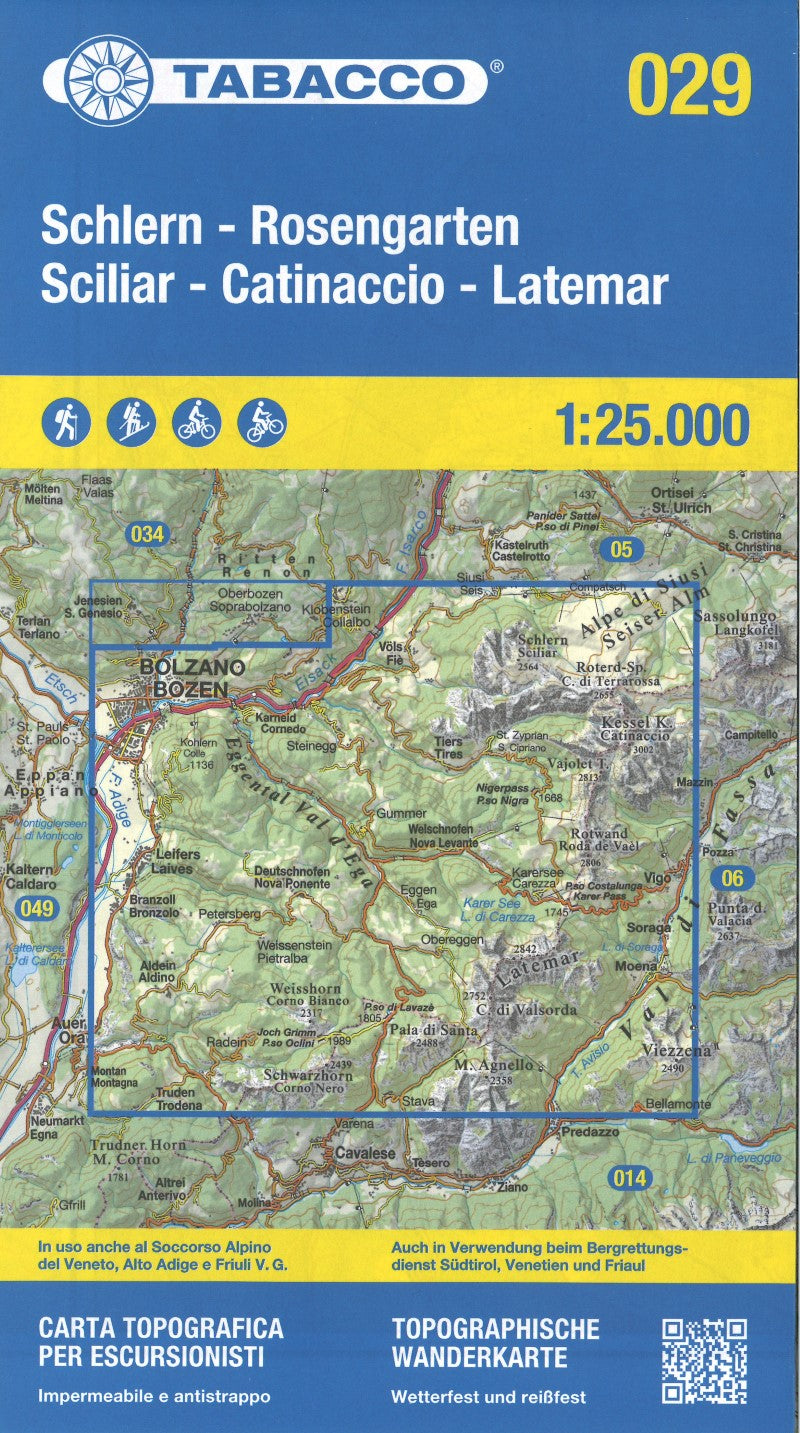 Sciliar - Catinaccio - Latemar - Schlern - Rosengarten Topographic Hiking Map