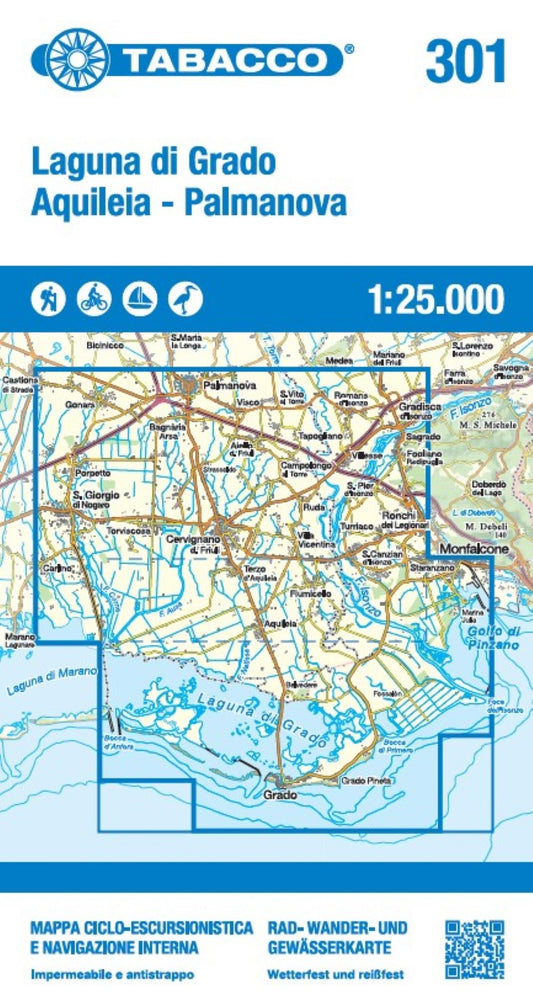 Laguna di Grado - Aquileia - Palmanova 1:25,000 Hiking & Cycling Map #301