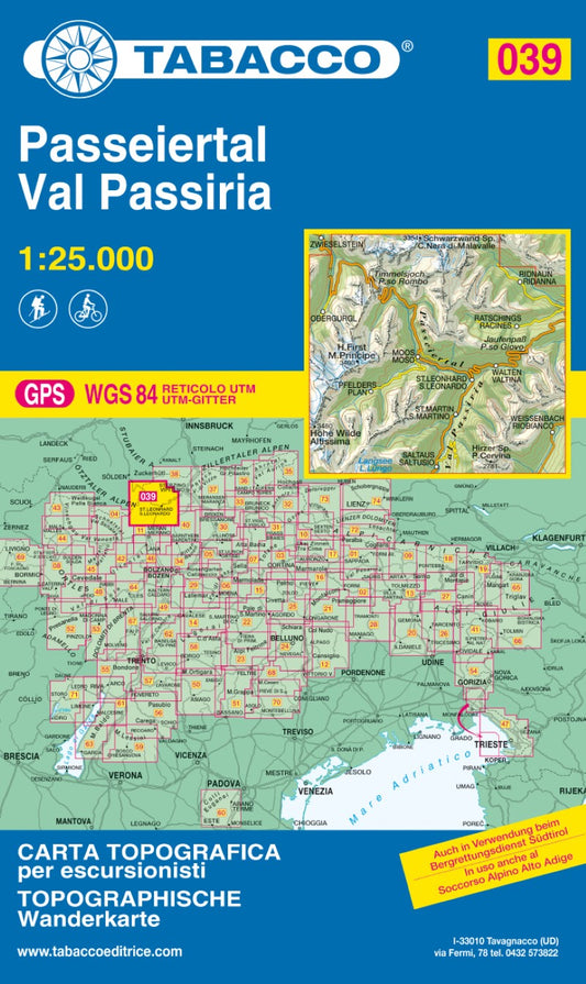 Val Passiria (Paseiertal), Italy Hiking Map (Map #39)