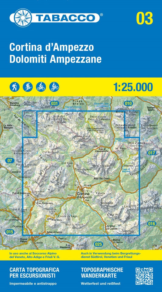 Cortina d'Ampezzo e Dolomiti Ampezzane 1:25,000 Hiking Map