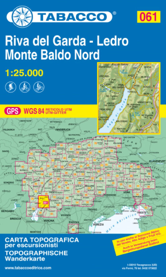 Hiking map # 61 : Riva del Garda - Ledro Monte Baldo Nord (Italy)