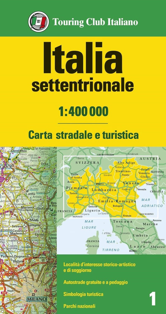 Italia Settentrionale 1:400.000 = Northern Italy and Isands 1:400,000 Road Map