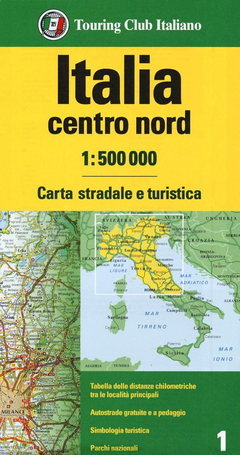 Italy, North-Central Road and Tourist Map