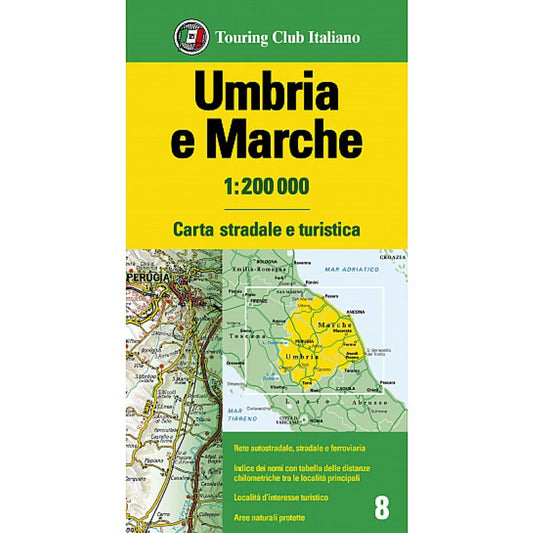 Umbria e Marche Road and Tourist Map