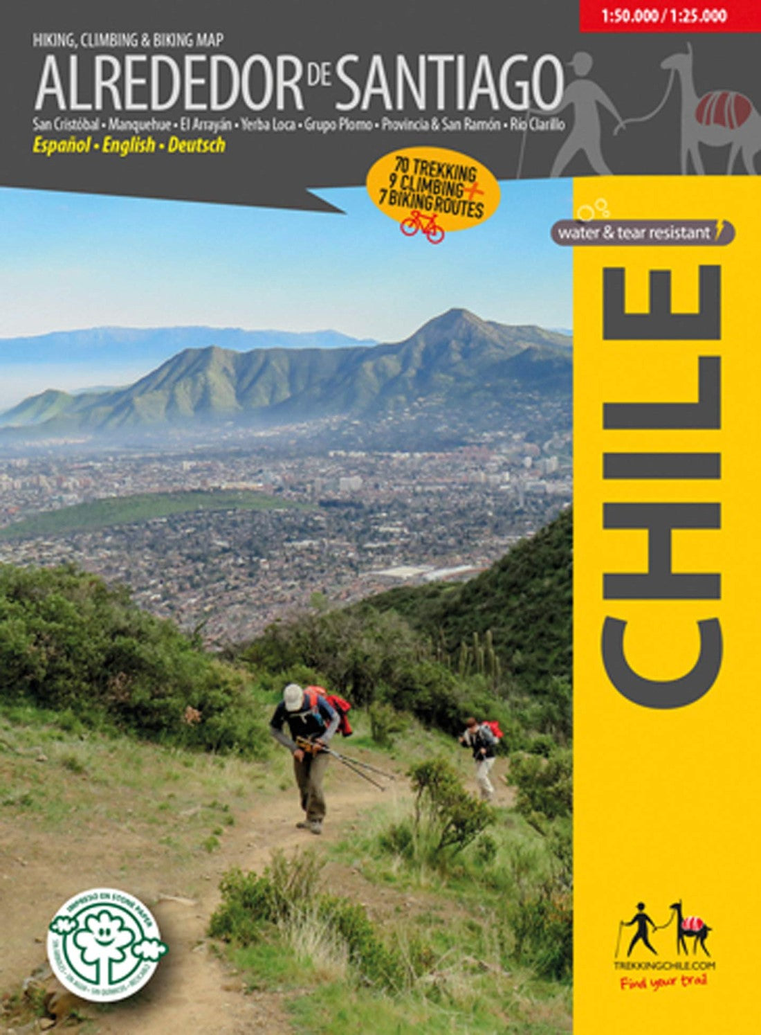 Around Santiago, Chile - Hiking, Biking, & Climbing Map