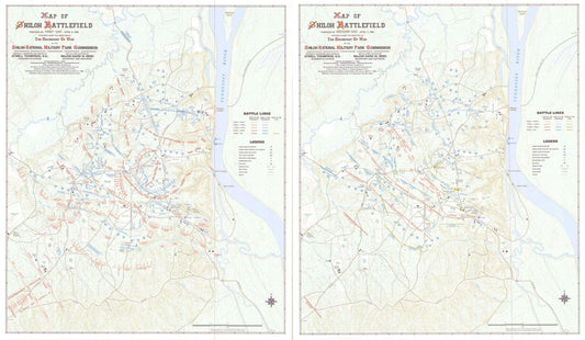 Flat Map of the Shiloh Battlefield - 2 Sheets