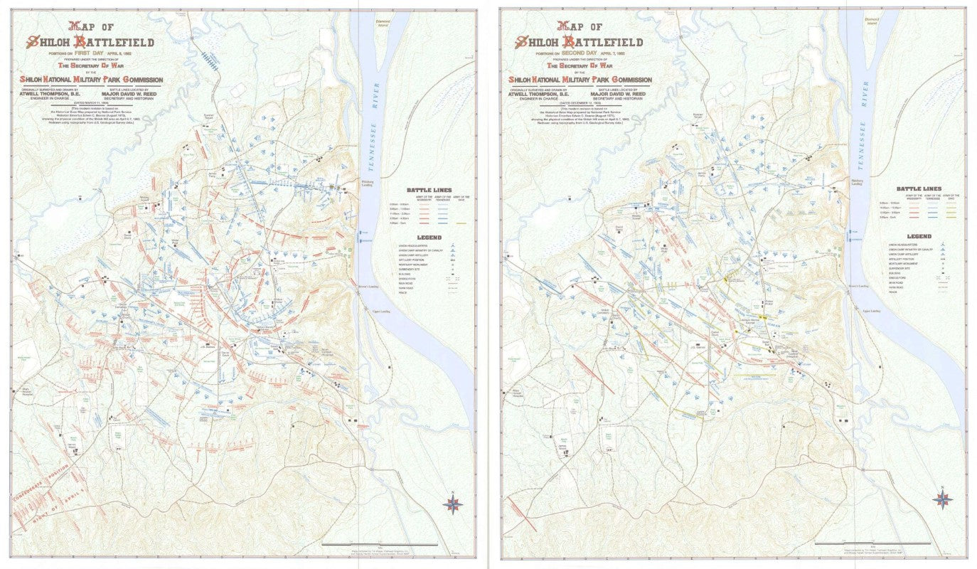 Flat Map of the Shiloh Battlefield - 2 Sheets