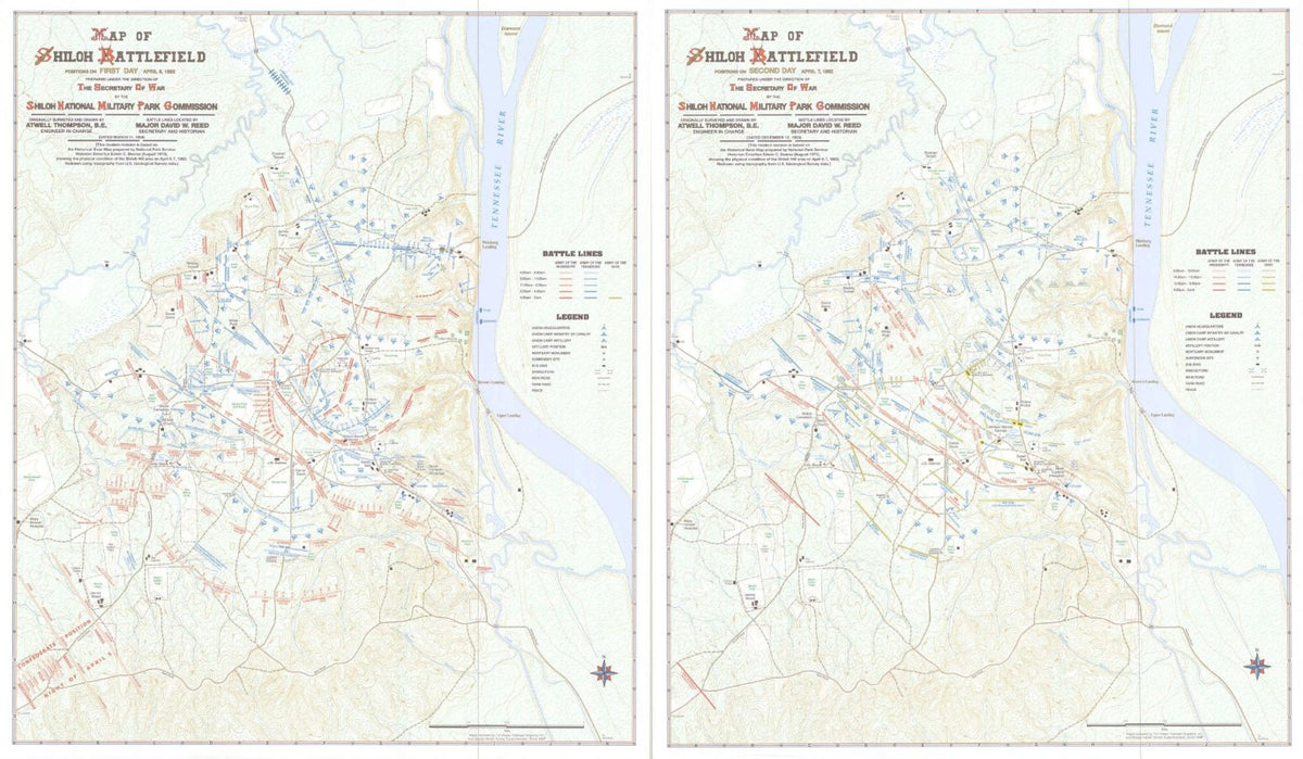 Flat Map of the Shiloh Battlefield - 2 Sheets
