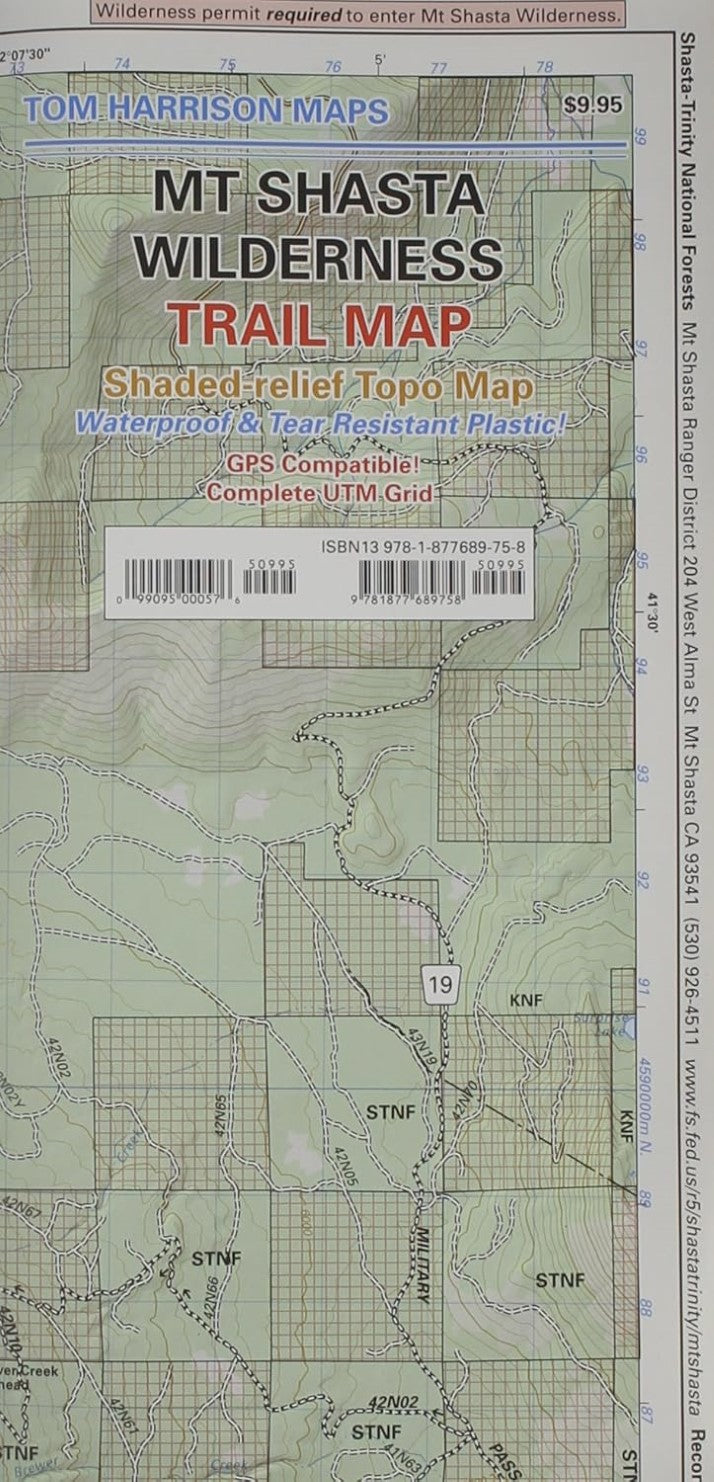 Mt Shasta Wilderness Hiking Map