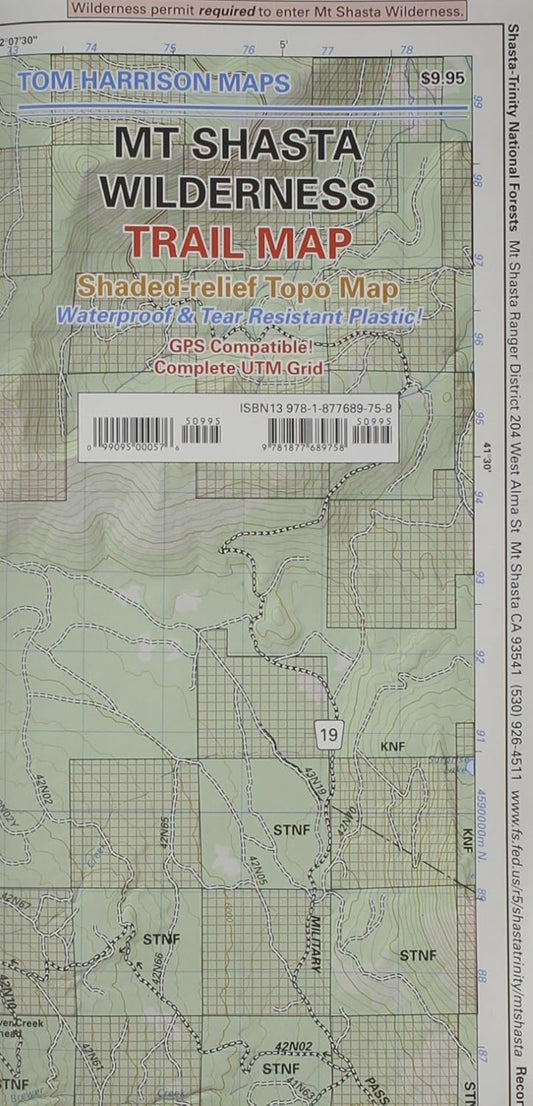 Mt Shasta Wilderness Hiking Map