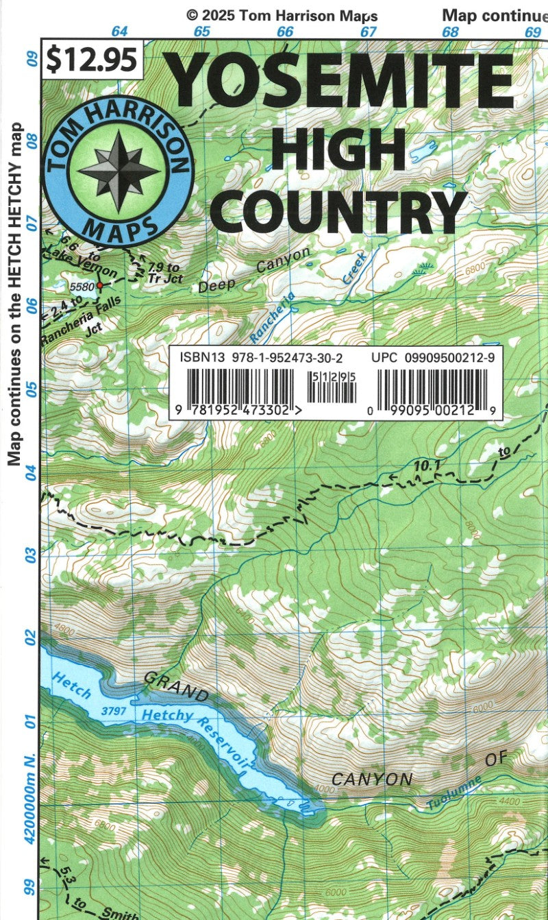 Yosemite High Country, California Topographic Hiking Map