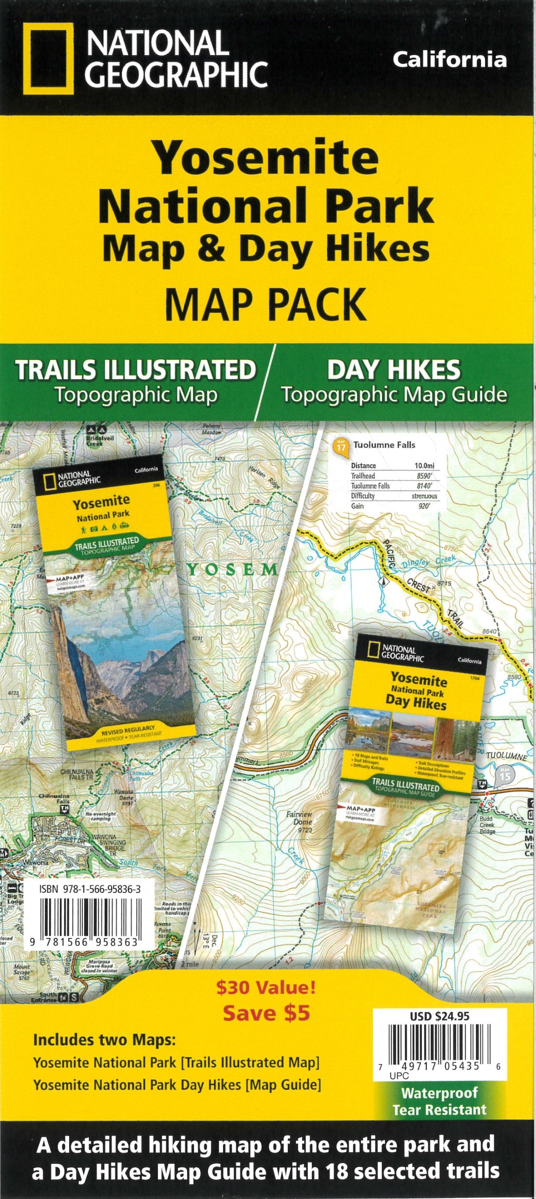 Yosemite National Park Map & Day Hikes [Map Pack Bundle]