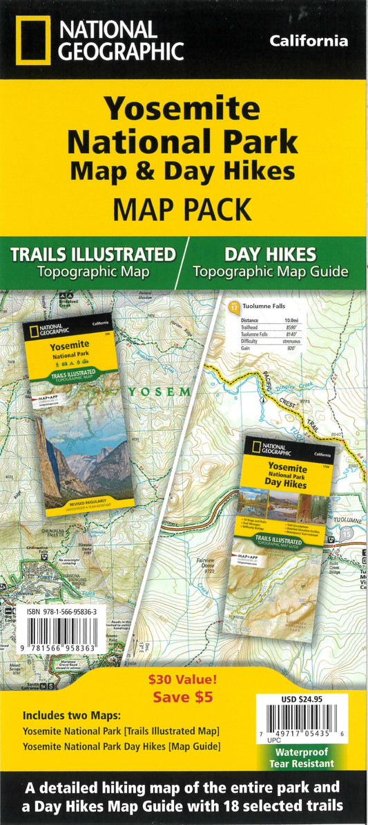 Yosemite National Park Map & Day Hikes [Map Pack Bundle]
