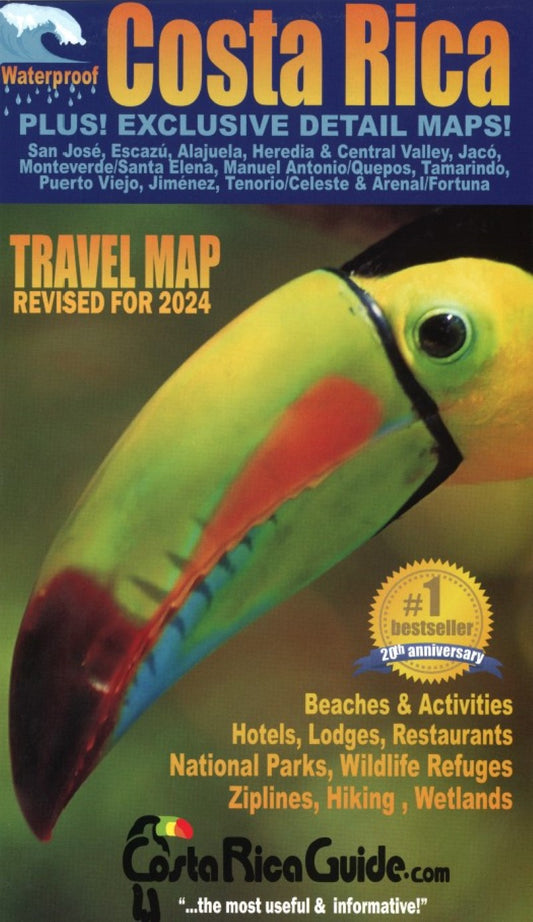 Costa Rica : waterproof : travel map : revised for 2024