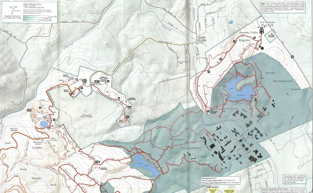 Jack London State Historic Park & Sonoma Valley Regional Park, CA : Topo Map