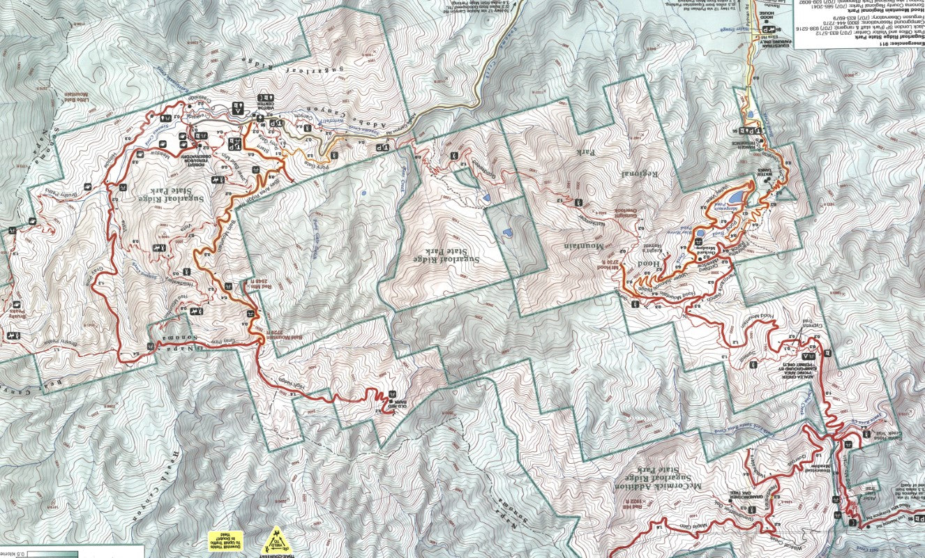 Sugarloaf Ridge State Park & Hood Mtn Regional Park : Topo Map