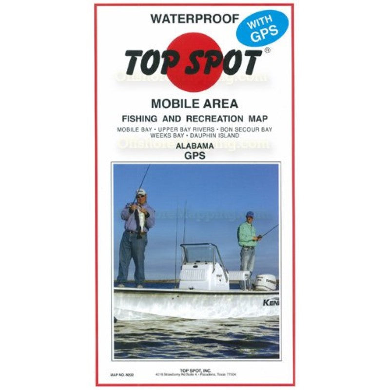 Top Spot Fishing Map N222, Mobile Bay Area