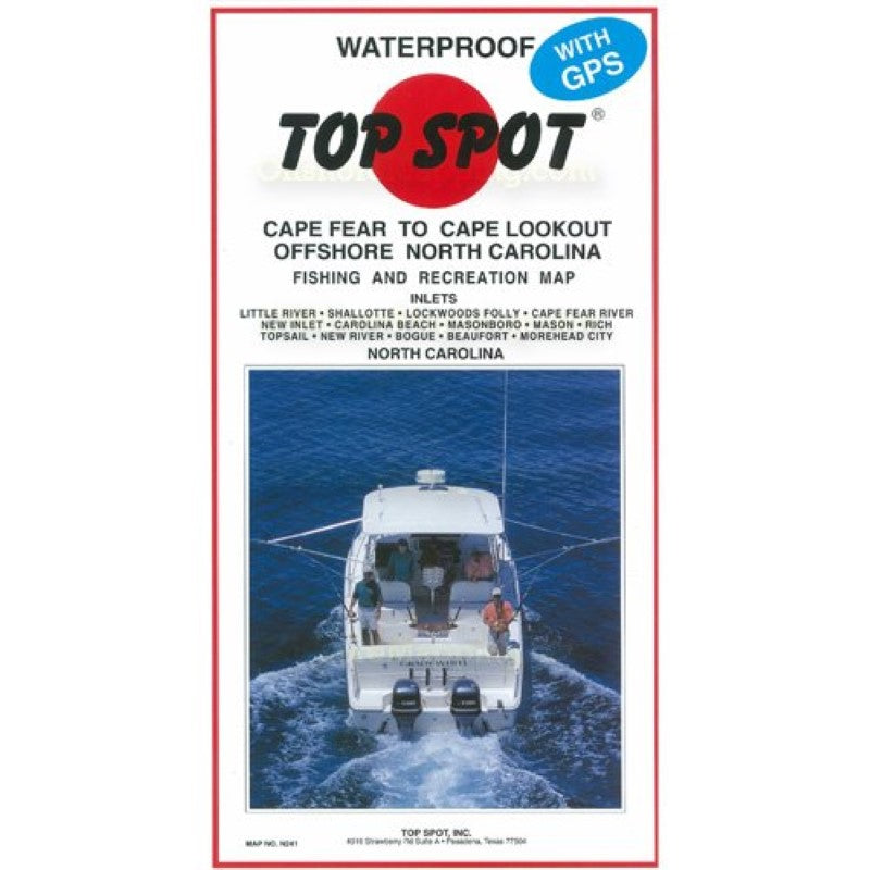 Top Spot Fishing Map N241, North Carolina Offshore, Cape Fear to Cape Lookout