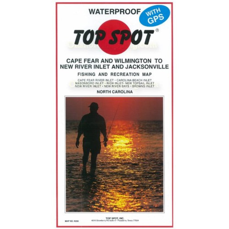 Top Spot Fishing Map N255, Cape Fear to Jacksonville, North Carolina