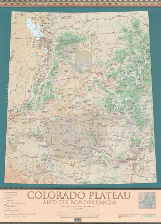 Colorado Plateau (UT/AZ/NM/CO/WY) Wall Map 36x26