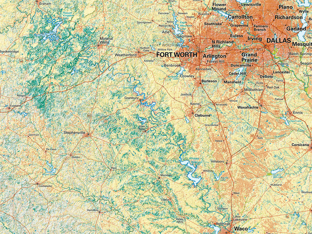 Texas Land Cover Fine Art Print Map