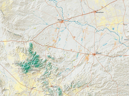 Texas Land Cover Fine Art Print Map