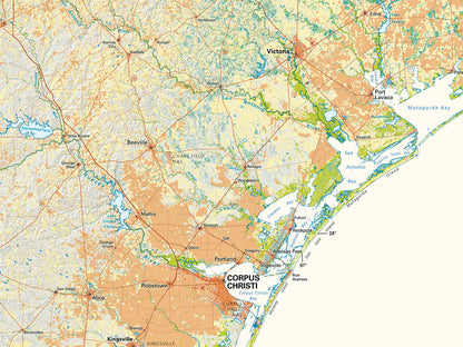 Texas Land Cover Fine Art Print Map