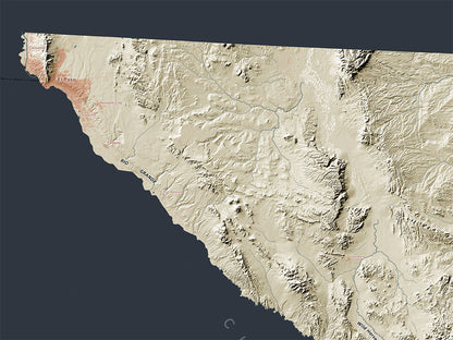 Texas Landforms and Rivers Fine Art Print Map