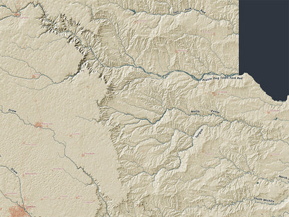 Texas Landforms and Rivers Fine Art Print Map