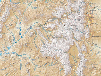 The American West Elevation Tints Fine Art Print Map