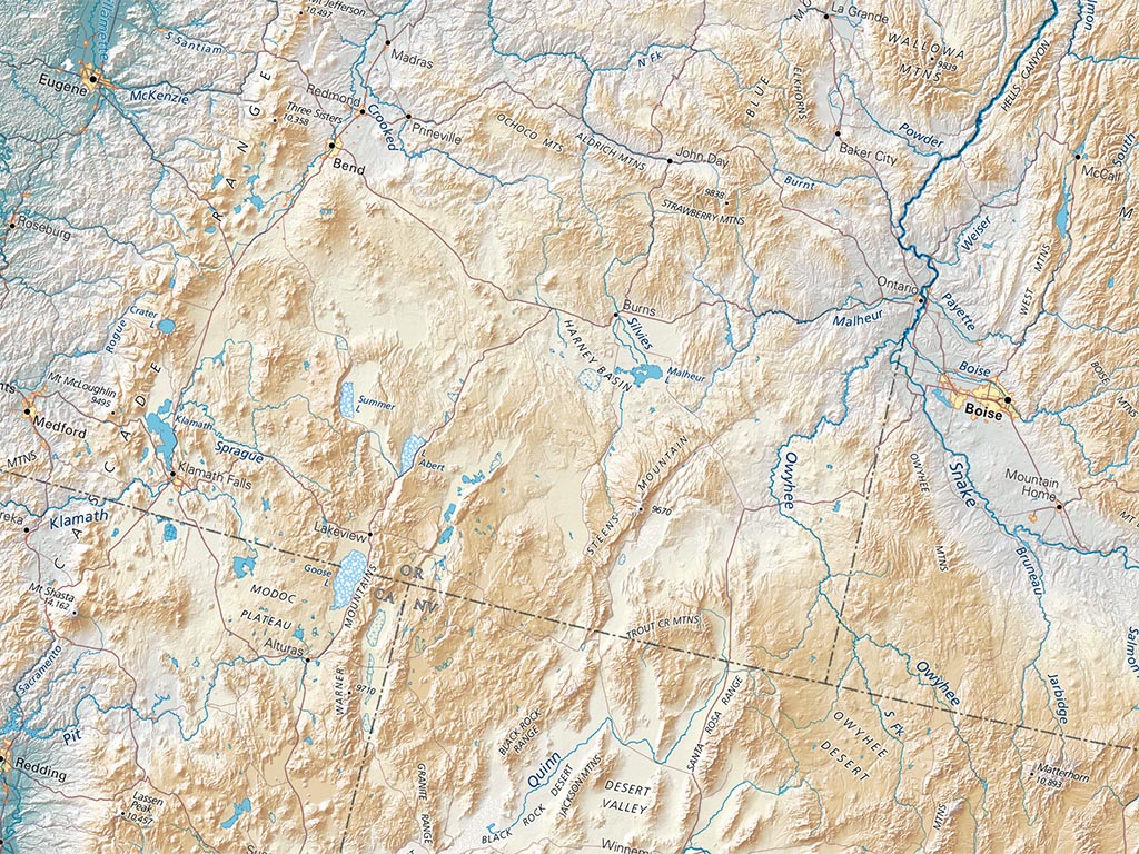 The American West Elevation Tints Fine Art Print Map